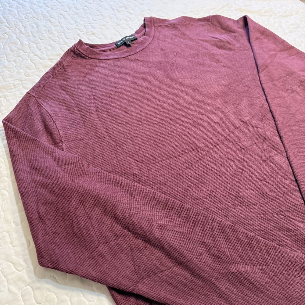Banana Republic Men Large Shirt Burgundy Waffle Knit Thermal Cotton LAYERING